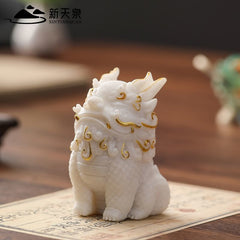 Sandstone lucky Pixiu desktop ornaments God of Wealth office workstation decoration desktop national trend ornaments Kirin cute