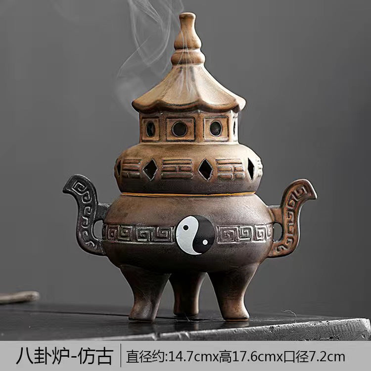 Creative Tai Chi Bagua Ceramic Aromatherapy Furnace Antique Tea Ceremony Sandalwood Agarwood Indoor Home Desktop Ornaments