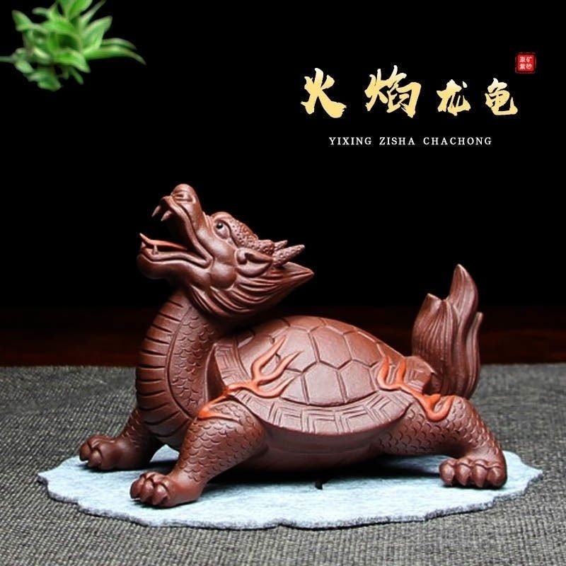 Yixing boutique purple sand hot-selling fortune dragon turtle high-end home hand-made personality purple sand tea pet ornaments town house can be raised