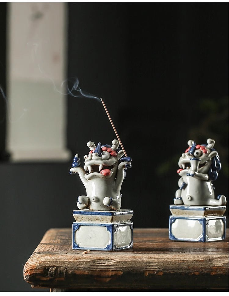 Lucky Pixiu tea pet ceramic line incense burner aromatherapy burner boutique can be raised handmade incense holder creative home accessories incense