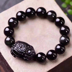 Natural obsidian dragon turtle bracelet Obsidian dragon turtle bracelet bracelet for men and women to attract wealth and fortune