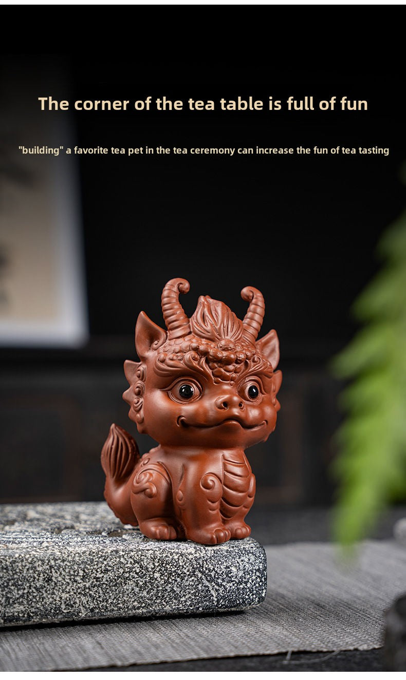 [Exquisite workmanship] Zisha tea pet dragon ornaments can attract wealth and can be used to raise fine tea and play with dual-purpose tea tables, personalized twelve zodiac dragon tea pet ornaments