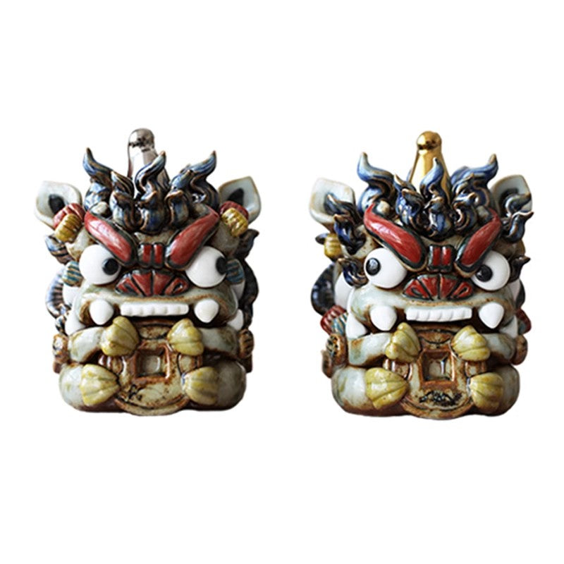 Backflow incense burner ceramic Pixiu ornaments to protect the house and attract wealth, a pair of lovely patriotic creative housewarming gifts and practical