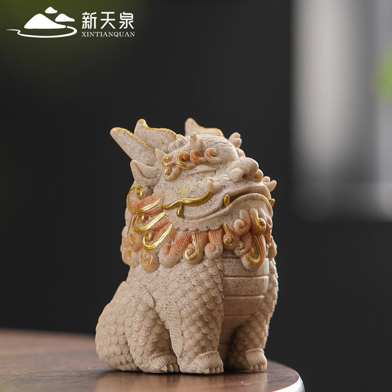 Sandstone lucky Pixiu desktop ornaments God of Wealth office workstation decoration desktop national trend ornaments Kirin cute