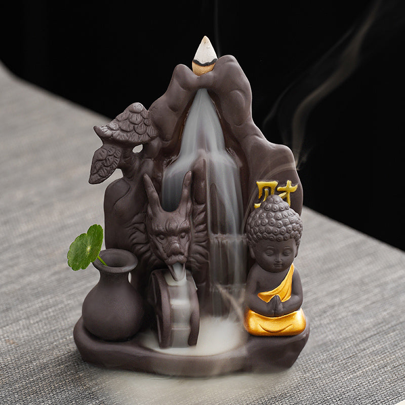 Creative tea pet purple sand backflow incense burner tea ceremony home indoor mountain stream incense ornaments sandalwood agarwood incense