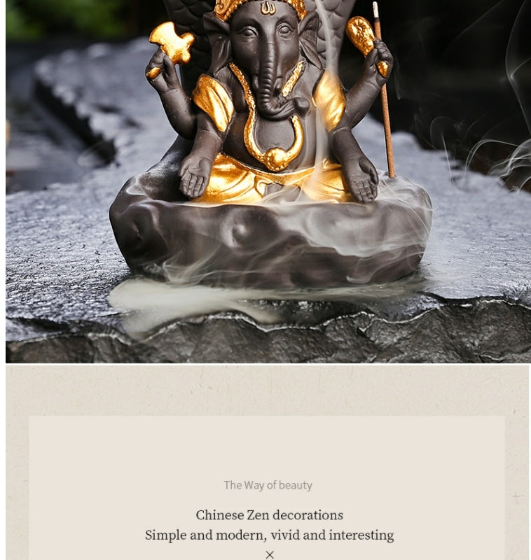 Creative tea pet backflow incense burner incense holder ceramic aromatherapy burner sandalwood agarwood incense stick insert mountain stream Zen ornaments