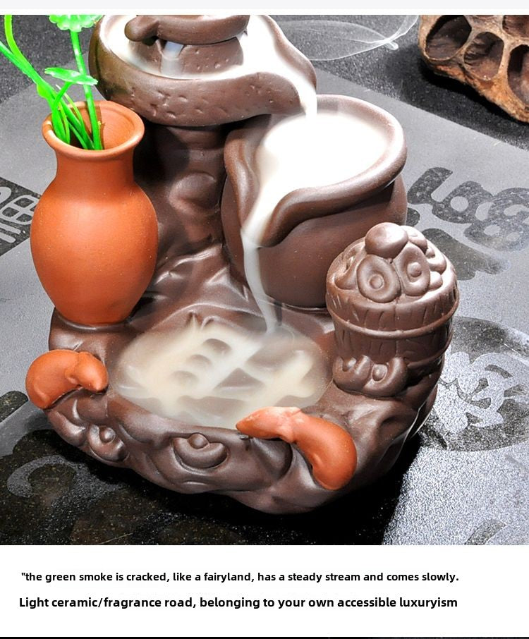 Backflow incense burner good luck home indoor mountain stream purple sandalwood tea ceremony creative tea pet personality ornaments