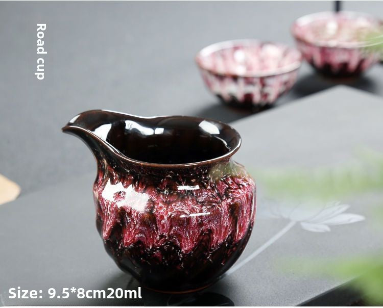 Kung Fu tea set household complete set office reception Jianzhan kiln change Jun kiln living room teapot tea cup simple