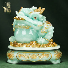 Jade golden toad ornaments to attract wealth golden cicada toad living room high-end atmosphere office table shop relocation opening gift