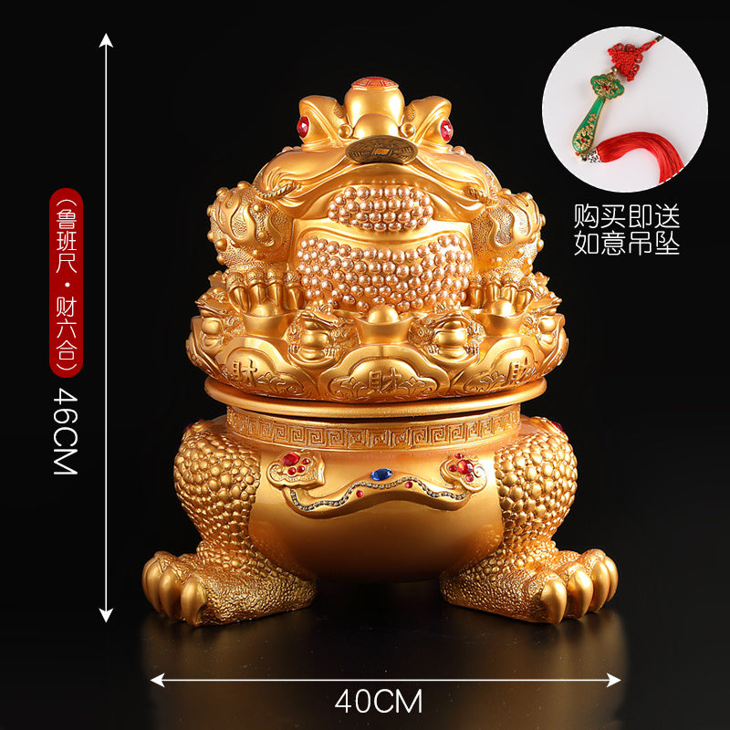 Golden toad fortune-bringing ornaments three-legged golden cicada opening gift shop office wine cabinet TV cabinet decoration