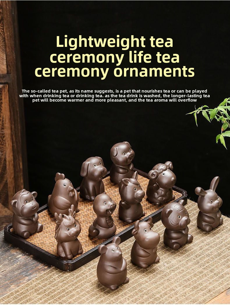 Original purple sand twelve zodiac tea pets can be raised tea toy tea set accessories home office lucky cute small ornaments