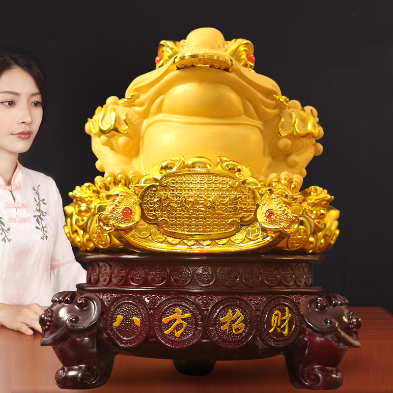 Golden Toad Office Desktop Living Room Decoration Ornaments Fortune TV Cabinet Cashier Desk Front Desk Crafts Opening Gift