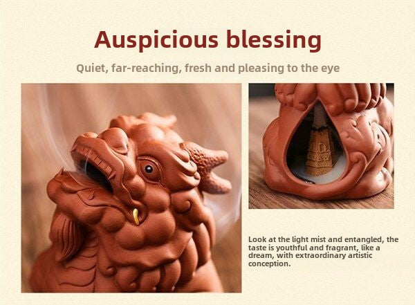 Creative backflow incense burner sandalwood burner Pixiu purple sand tea pet ornaments boutique tea table Kung Fu tea set accessories