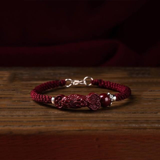 Kirin blessing bracelet men's red rope bracelet hand-woven zodiac year cinnabar transfer bracelet men and women