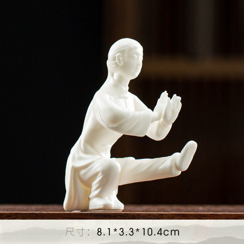 Yuxuan Zen white porcelain tea pet ornaments Tai Chi figure shape tea set accessories tea toys tea table tea art decoration