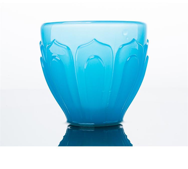 [Transparent cup body] Rongshantang Ice Blue Jade Porcelain Lotus Master Cup Tea Tasting Glass Zen Large Single Cup Jianzhan Tea Cup Kung Fu Tea Set