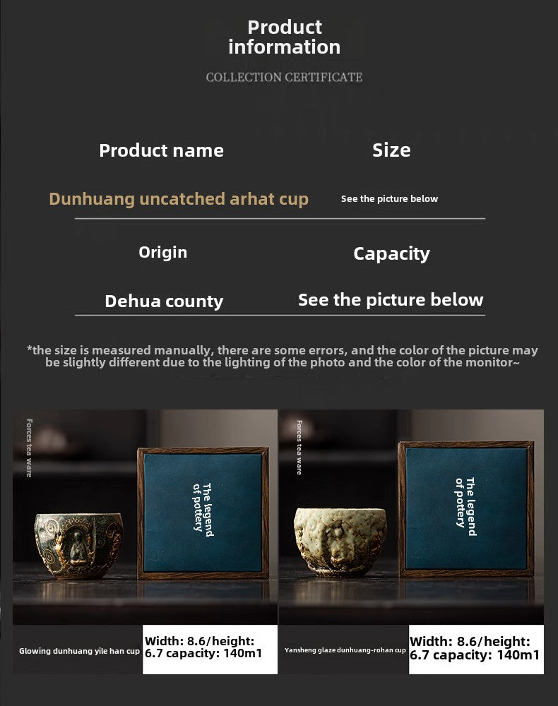 Dunhuang Cultural and Creative Retro Handmade Teacup Personal Dedicated Household Large Master Cup Kung Fu Tea Set Single Cup Teacup