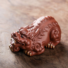 Yixing purple sand blessing dragon turtle tea pet blessing fortune sculpture handmade tea set tea ceremony tea tray tea table tea play ornaments