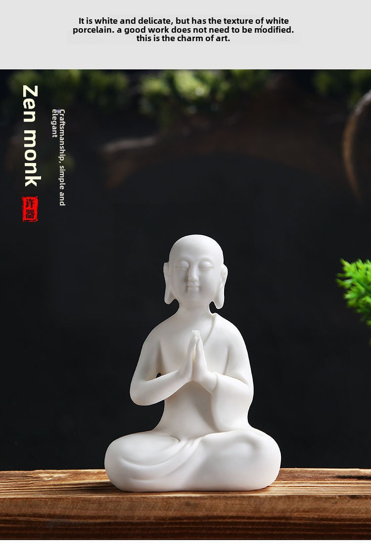 Big-bellied Maitreya Buddha tea pet ornaments boutique white porcelain vase rockery fish tank landscaping decoration tea play tea ceremony spare parts