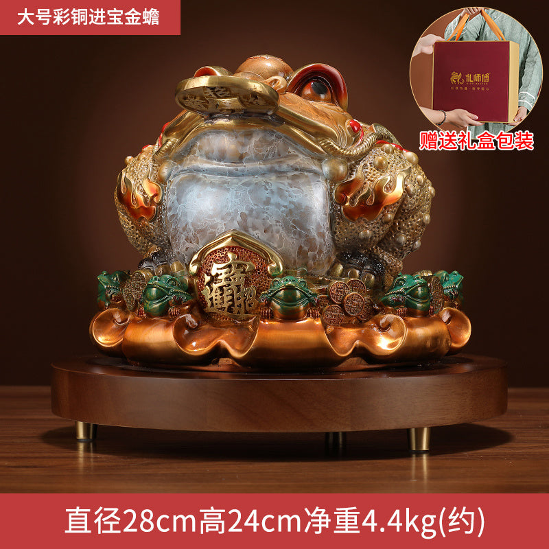 The source of gifts to attract wealth and prosperity, all-copper golden toad ornaments, three-legged toad, copper golden cicada, store front desk decoration, opening gift