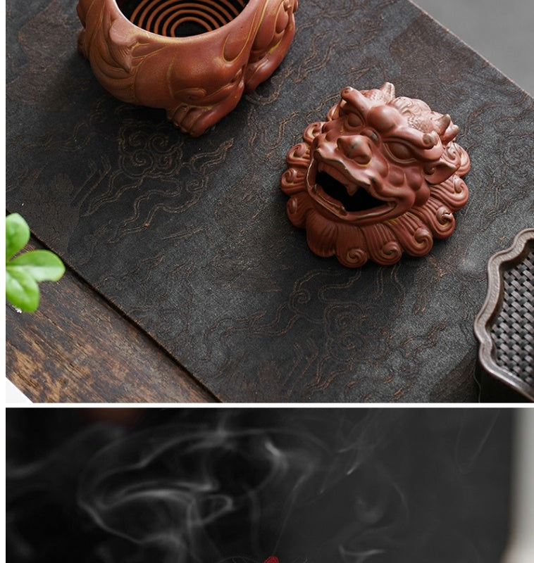 Ceramic Zen mythical beast Kirin plate incense burner mugwort agarwood Suan Ni sandalwood incense burner tea pet creative ornaments