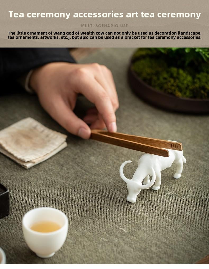 Tea pet ornaments, fine products, can be kept, Dehua white porcelain zodiac ox ceramic creative office tea table tea tray decorations