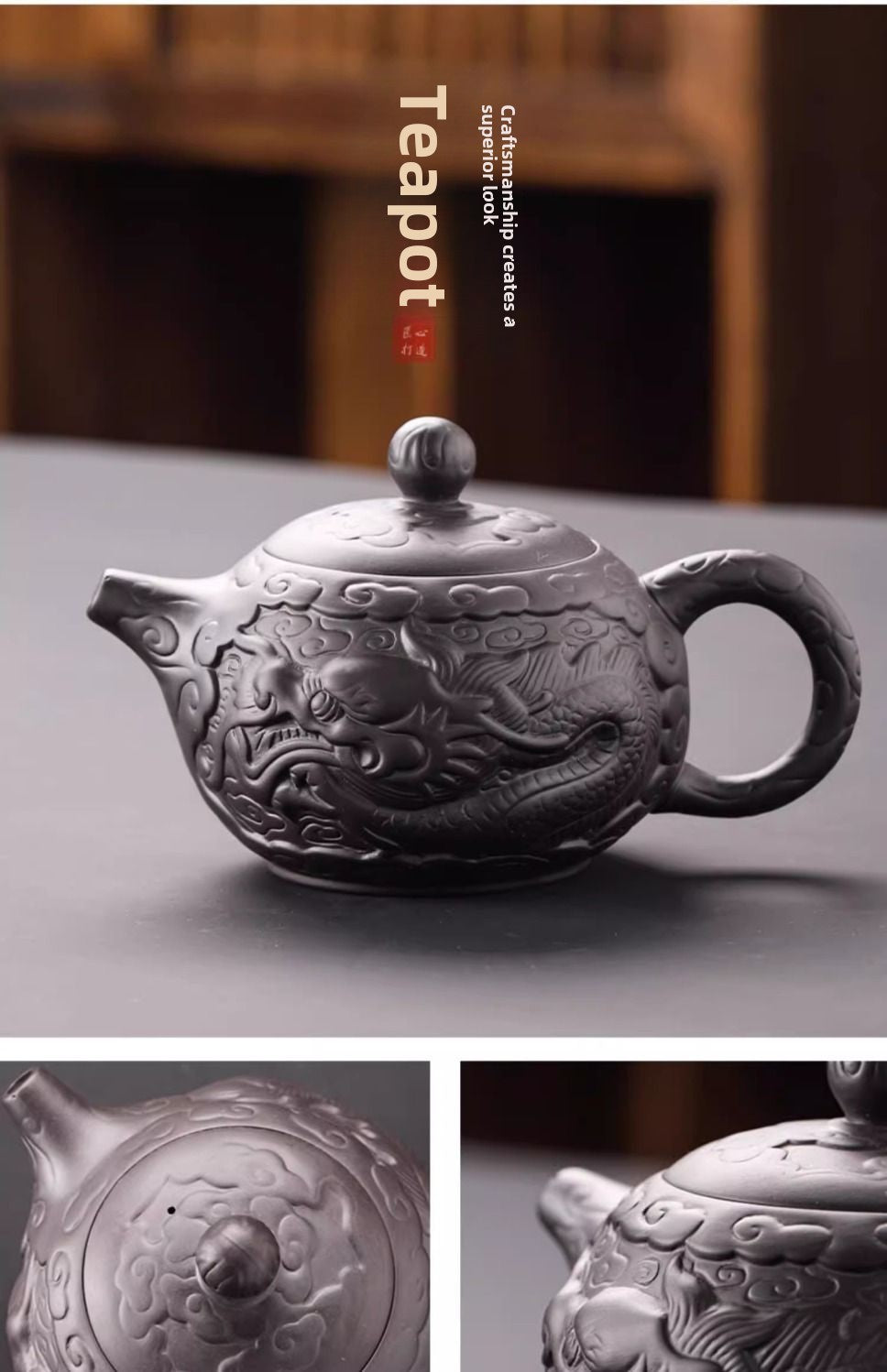 Longteng Sihai luxury purple sand tea set household tea tray office reception Kung Fu teapot covered bowl teacup