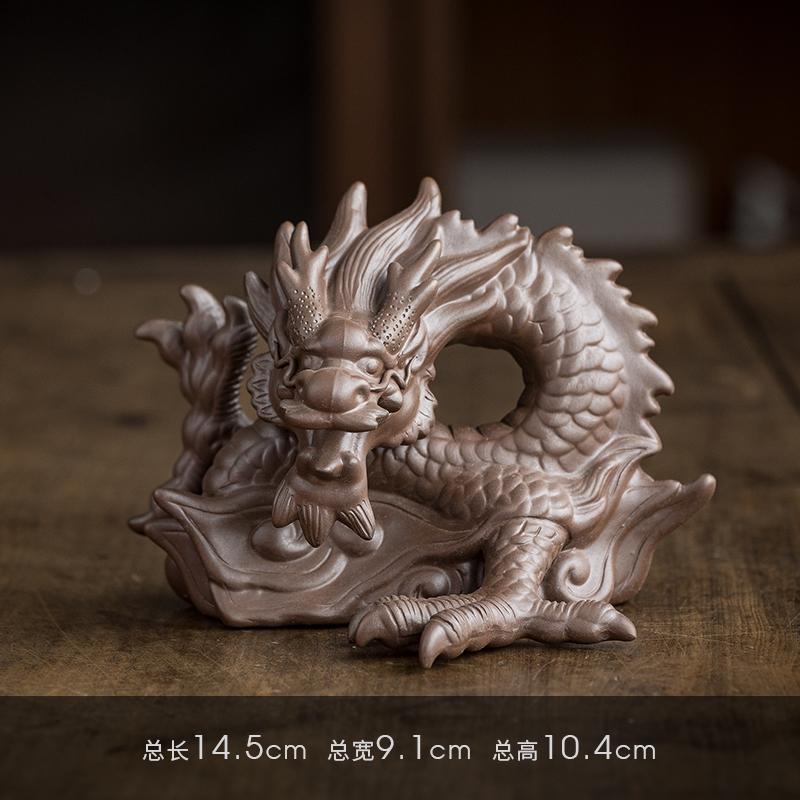 Tea pet ornaments white porcelain twelve zodiac dragon creative boutique can be raised tea tray tea table play auspicious dragon tea ceremony decoration accessories