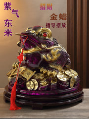 Purple Qi Donglai Lucky Golden Toad Ornaments High-end Opening Gift Office Home Shop Bar Golden Cicada Crafts