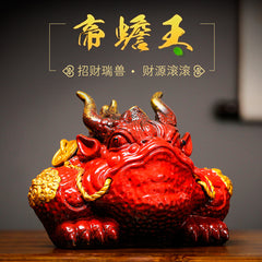 Fortune-attracting golden toad Feng Shui ornaments, large toad tea pets, can be raised as office shop opening gifts, ceramic crafts