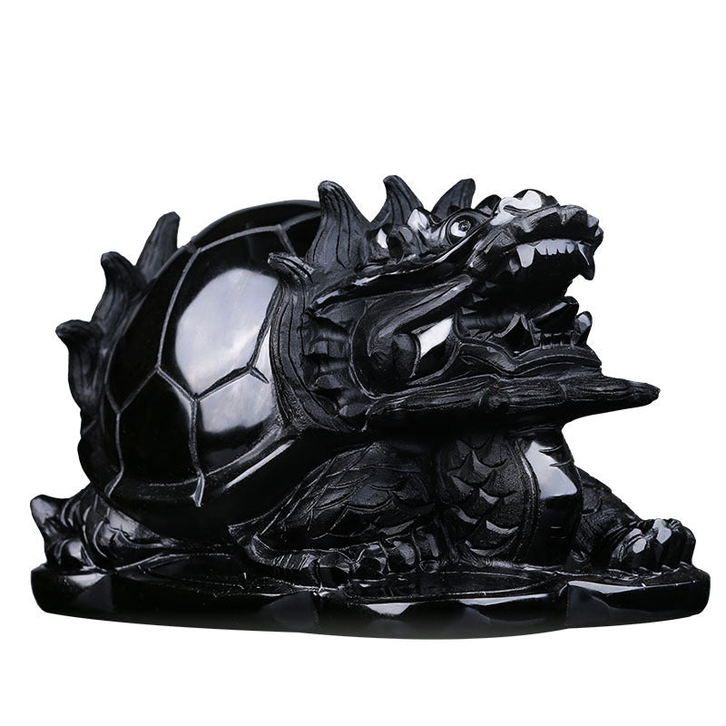 Top crystal natural obsidian eight trigrams dragon turtle ornaments office living room porch living room crafts