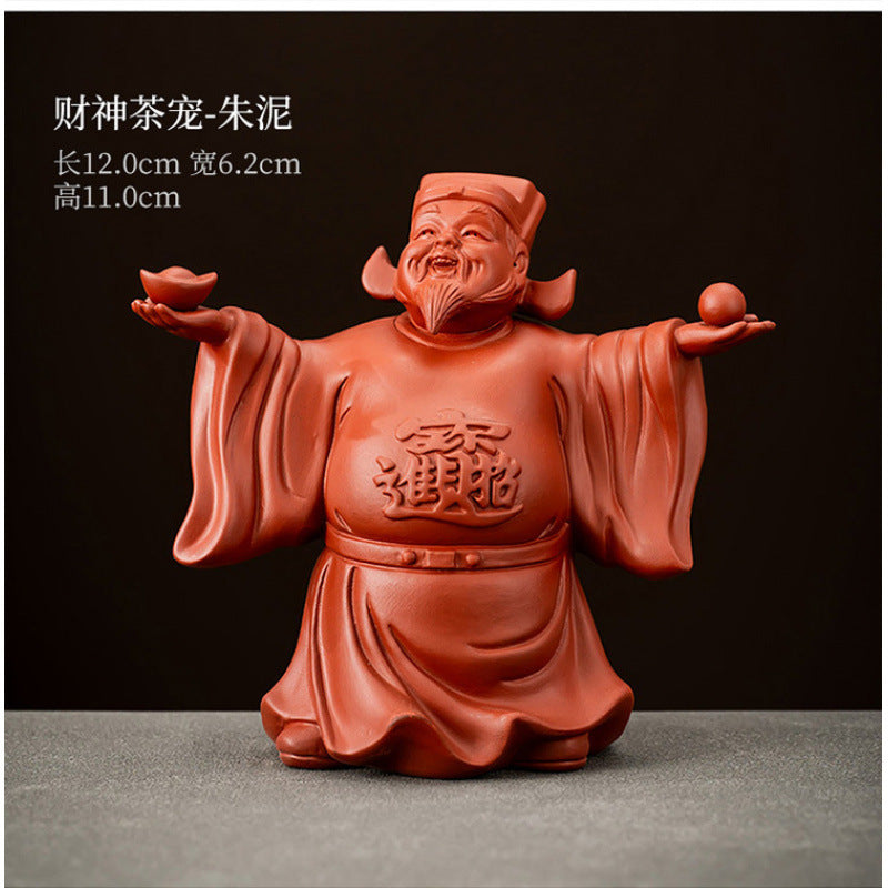 New original purple sand God of Wealth tea pet small ornaments to attract wealth and can be raised tea ceremony accessories tea table tea table decorations