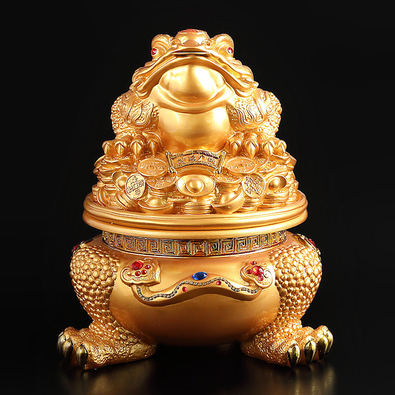 Golden toad fortune-bringing ornaments three-legged golden cicada opening gift shop office wine cabinet TV cabinet decoration