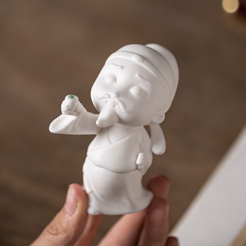 Creative white porcelain Li Bai tea pet small ornaments character home living room study porch office desktop boutique decoration