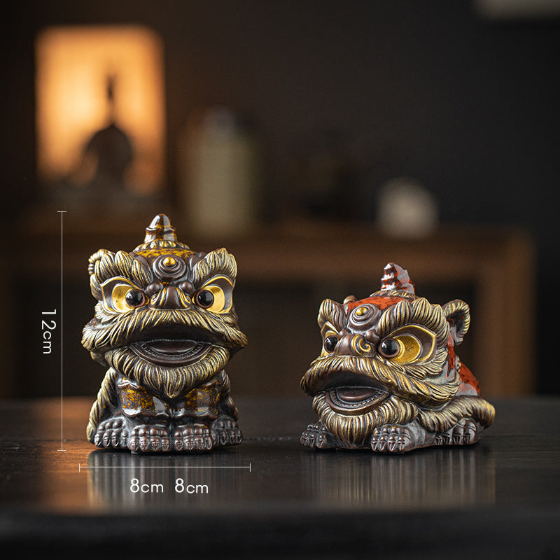 National trend awakening lion tea pet ornaments creative ceramic cute little lion fortune home tea room antique shelf decoration gift