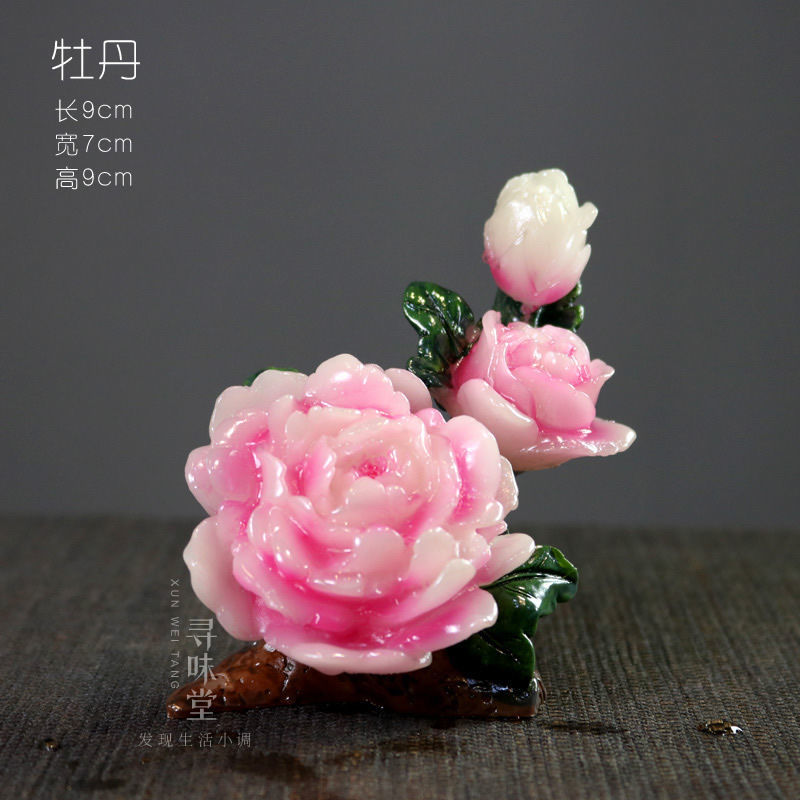 Flower blossoms and wealth color changing tea pet | New creative resin tea play peony lotus personalized tea tray tea ceremony small ornaments