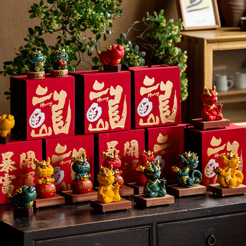 Creative twelve zodiac auspicious dragon fortune home desktop decorations tea table tea pets dragon year mascot