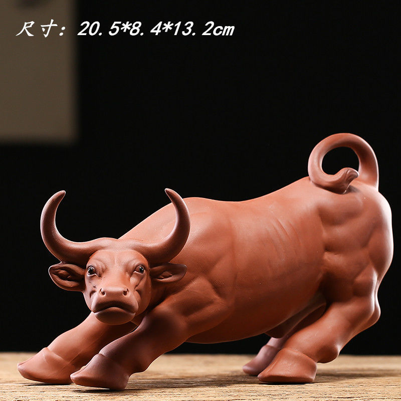 Purple clay zodiac ox fortune tea pet boutique can be raised ox year home gift decoration ornaments tea toys tea set spare parts