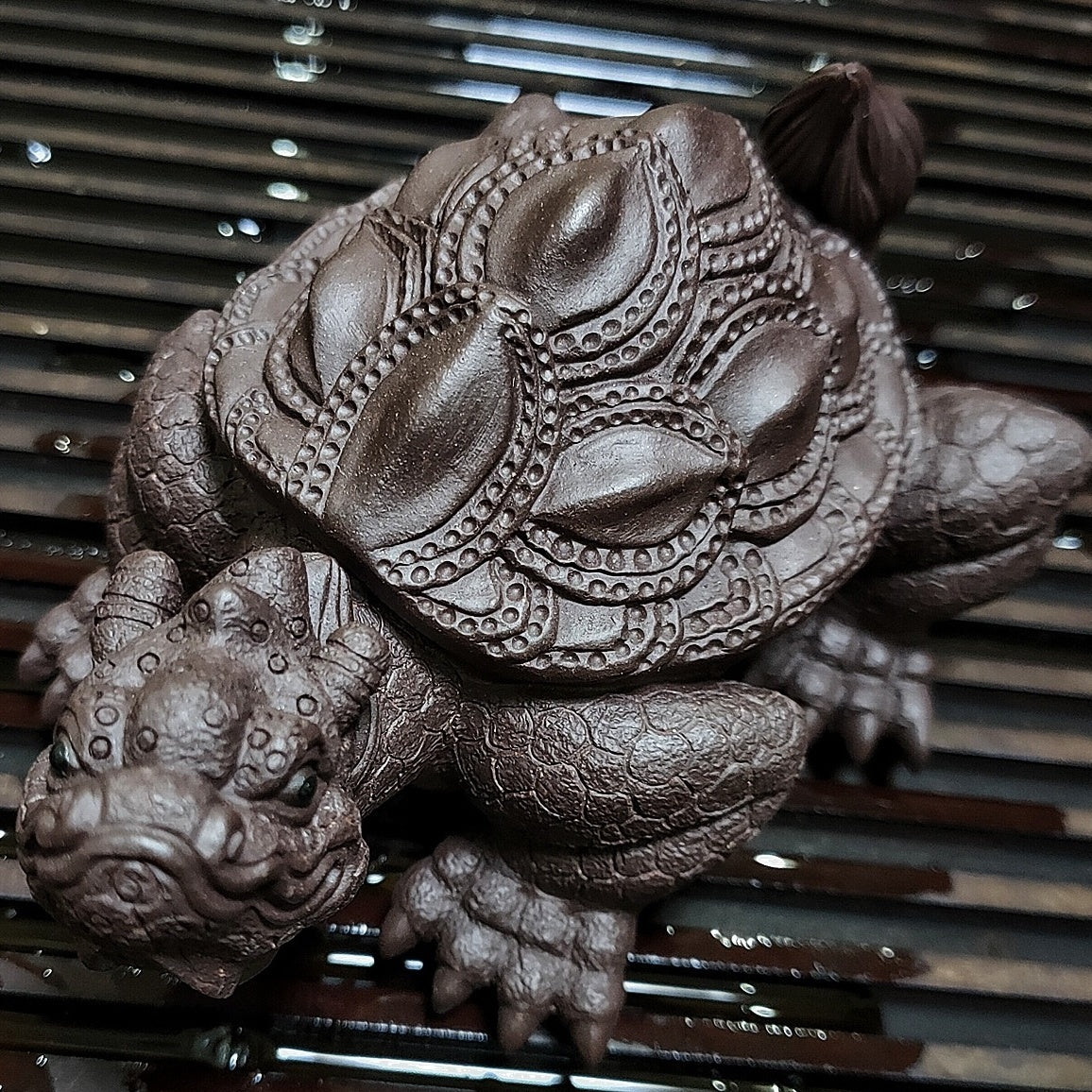 Yixing purple sand tea pet Baxia dragon turtle sculpture exquisite ornaments