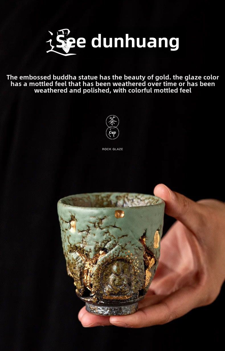 Dunhuang Cultural and Creative Retro Handmade Teacup Personal Dedicated Household Large Master Cup Kung Fu Tea Set Single Cup Teacup