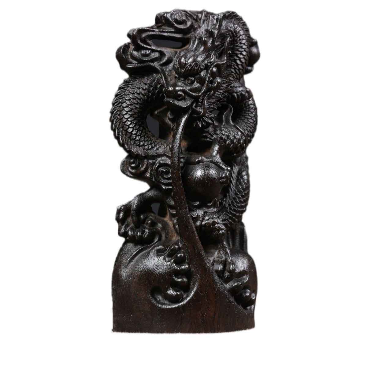 Solid wood ebony carved blue dragon auspicious dragon spitting beads living room home crafts zodiac decoration opening decoration gift