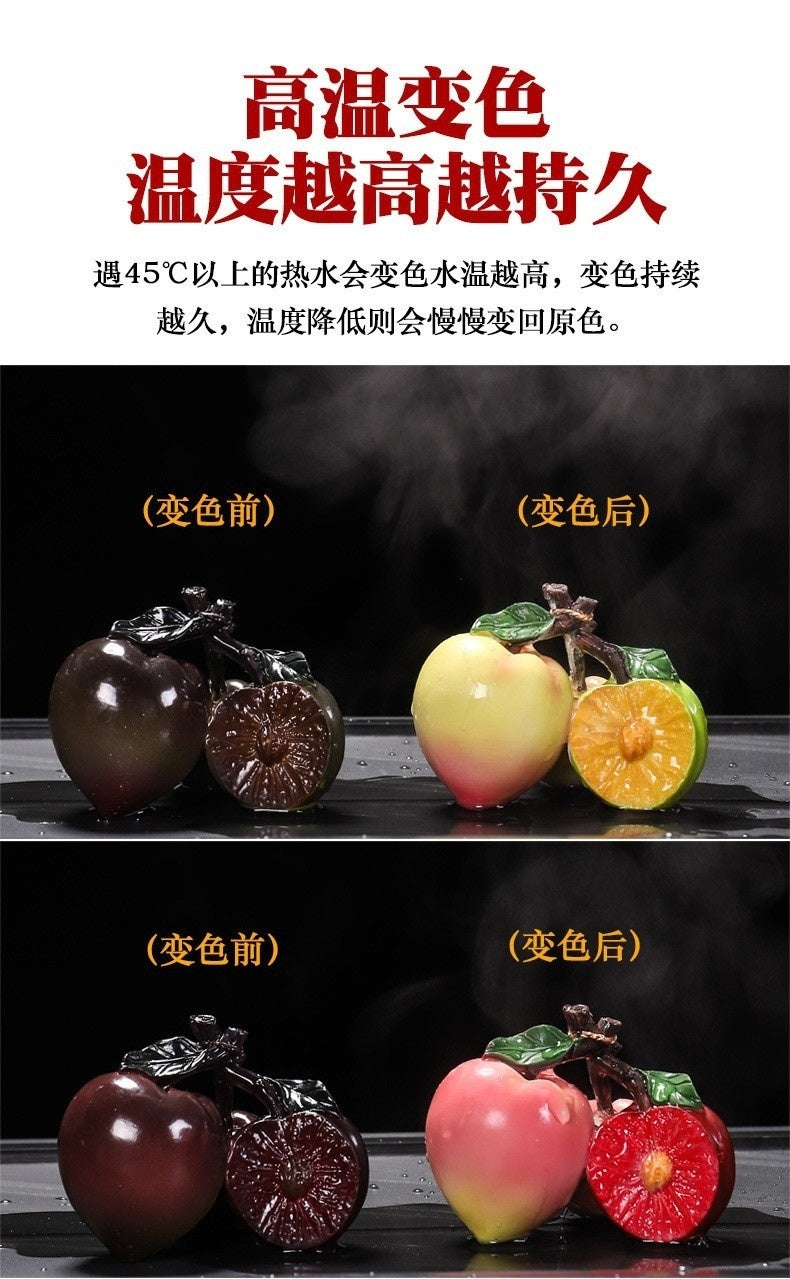 Color Changing Lychee Bayberry Durian Pomegranate Peach Fruit Tea Pet Ornaments