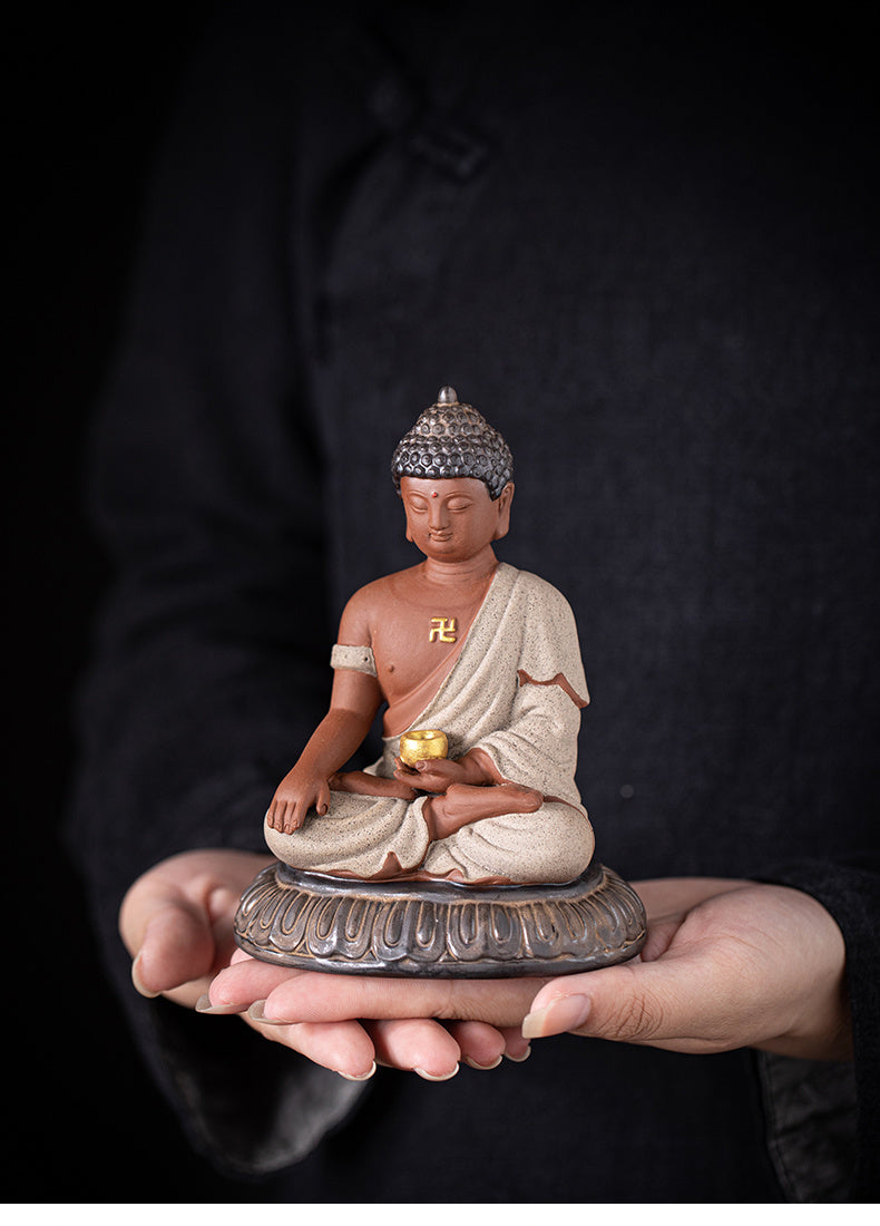 New Chinese Zen Sakyamuni Buddha small ornaments ceramic desktop Tathagata Buddha tea pet decoration crafts