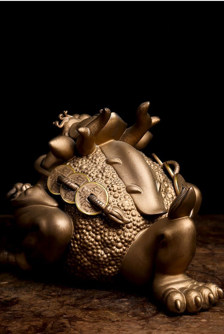 Zeng Guoqing Golden Toad Ornaments Fortune Large Three-legged Toad Toad Liu Hai Playing Golden Cicada Opening Gift Chinese Ceramic