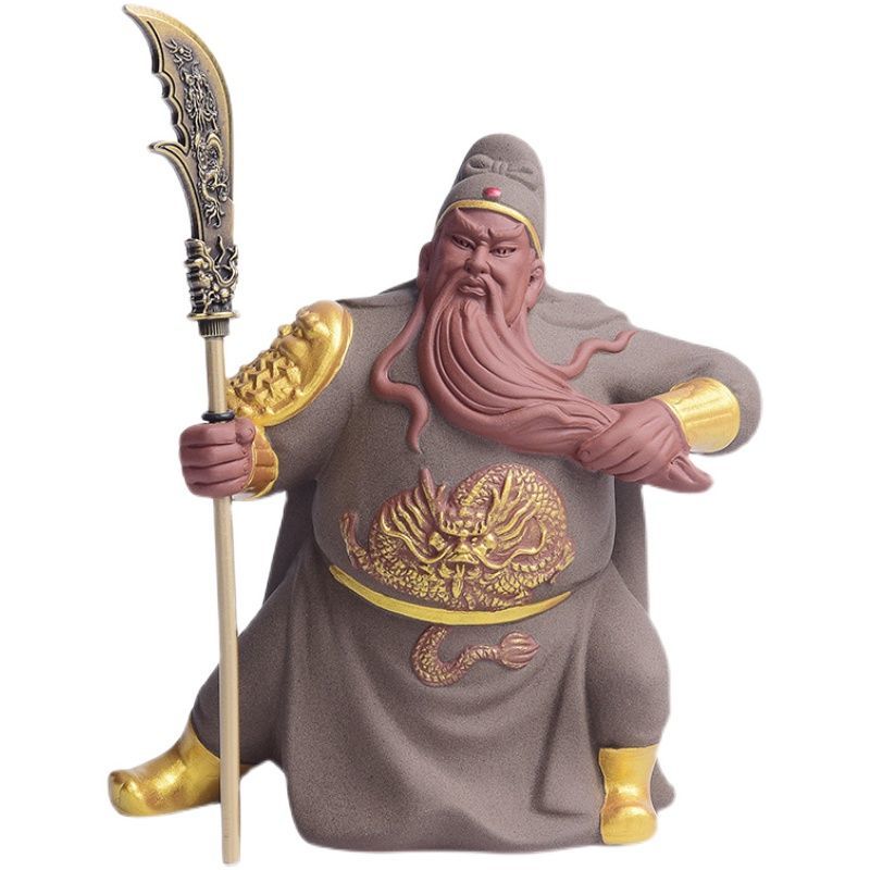 Purple sand can be used to raise the martial saint Guan Yu small ornaments home fortune-attracting boutique Guan Gong decoration tea pet tea play tea table decoration