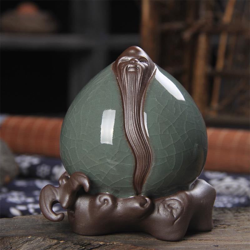 Fushoutao exquisite tea pet ornaments Geyao ice crack can be raised tea toys tea set Xiaoheshan tea pet Three Kingdoms tea toys