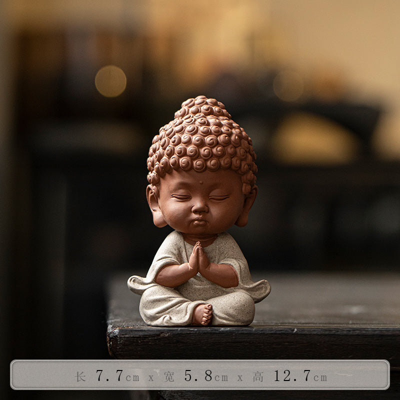 Chinese ceramic baby Buddha Zen ornaments office tea table desktop decorations cute prince Buddha tea pet