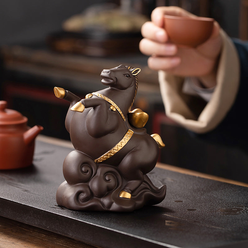 Creative twelve zodiac purple sand tea pet ornaments, you can immediately have money to raise tea ceremony boutique fortune zodiac tea set accessories