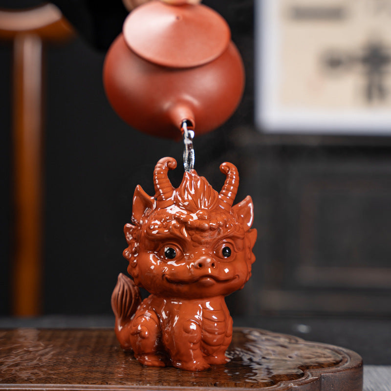 [Exquisite workmanship] Zisha tea pet dragon ornaments can attract wealth and can be used to raise fine tea and play with dual-purpose tea tables, personalized twelve zodiac dragon tea pet ornaments