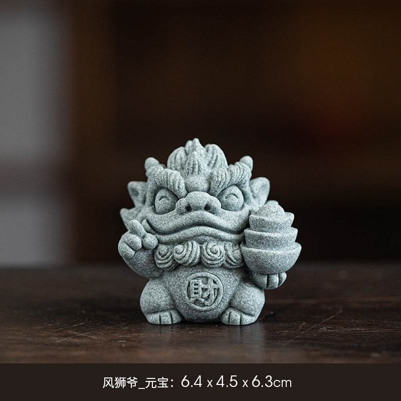 Creative auspicious beast small Pixiu fortune tea pet ornaments cute healing fish tank potted landscape living room desktop decoration